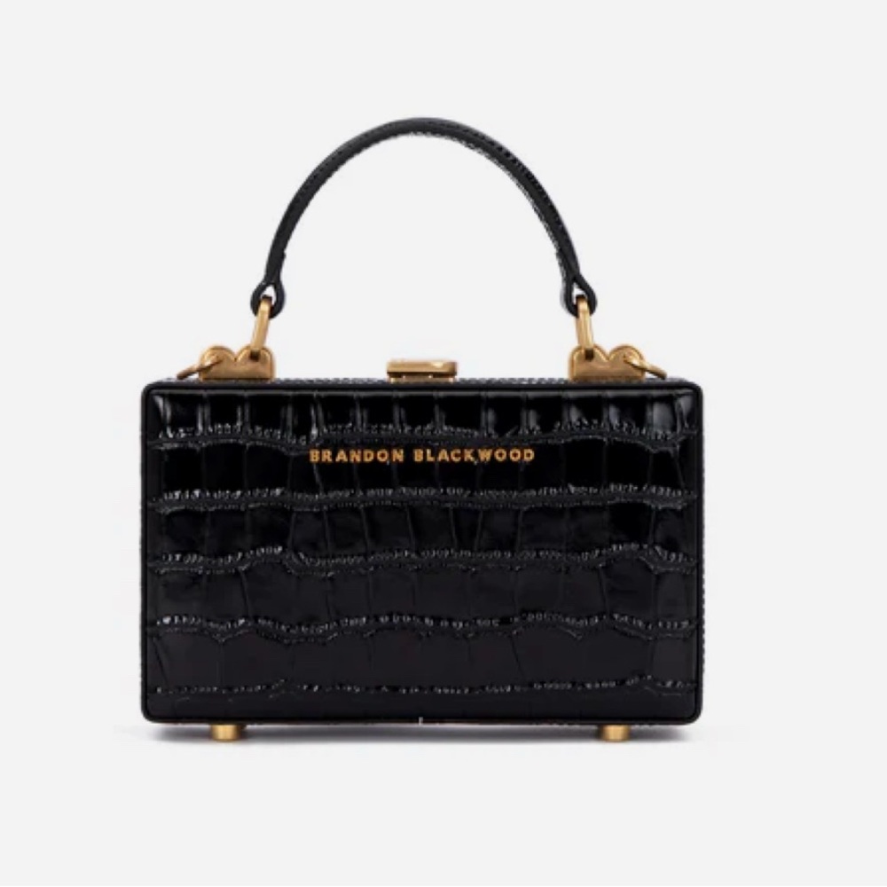 Brandon Blackwood Slim Trunk in Black Croc Embossed Leather